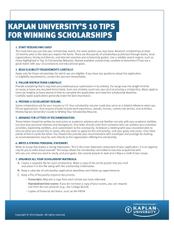 KAPLAN UNIVERSITY`S 10 TIPS FOR WINNING SCHOLARSHIPS