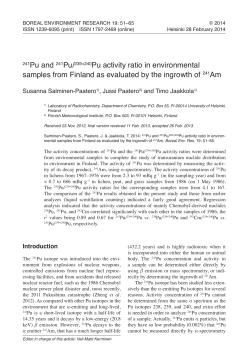 241Pu and 241Pu/239+240Pu activity ratio in environmental