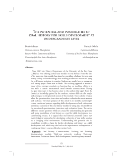 ThE POtENtiAl ANd POSSibilitiES OF ORAl hiStORy FOR SkillS