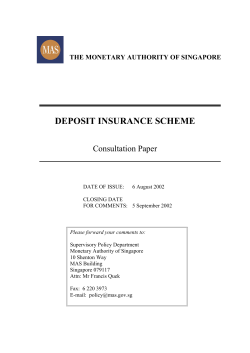 Consultation Paper on Deposit Insurance Scheme