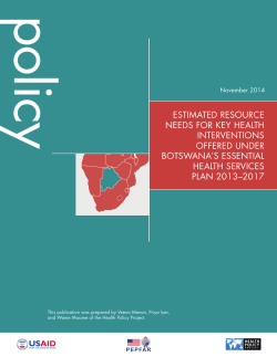 Estimated Resource Needs for Key Health