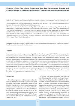 Ecology of the Past - Late Bronze and Iron Age Landscapes, People