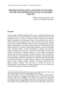 BRITISH COLONIAL RULE, JAPANESE OCCUPATION