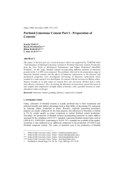 Portland Limestone Cement Part I