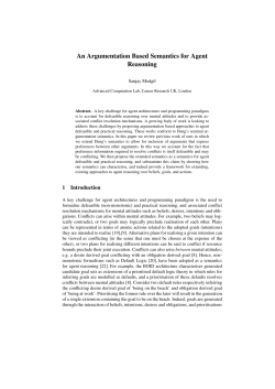 An Argumentation Based Semantics for Agent Reasoning