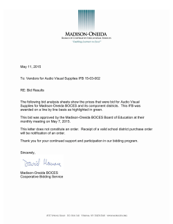 Audio Visual Supplies IFB 15-03