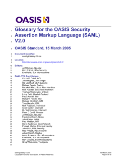 Glossary for the OASIS Security Assertion Markup Language (SAML