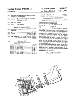 Household refrigeration vented beverage dispenser