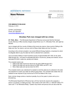 Brooklyn Park man charged with tax crimes