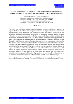 STATUS OF COOPERATE MOBILIZATION OF PRODUCTIVE