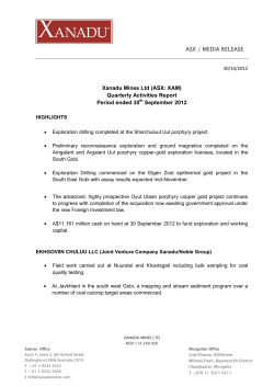 ASX / MEDIA RELEASE Xanadu Mines Ltd