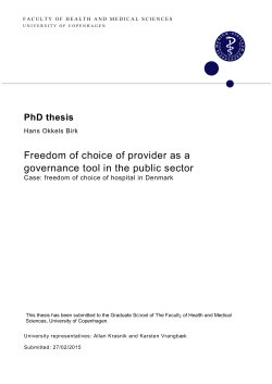 Freedom of choice of provider as a governance tool in the public