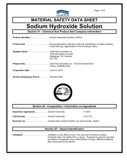 MATERIAL SAFETY DATA SHEET Sodium Hydroxide