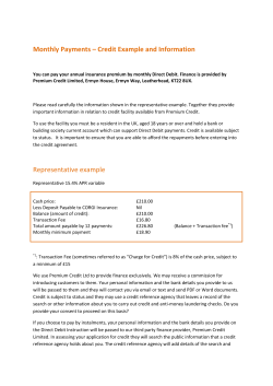 Monthly Payments &ndash; Credit Example and Information Representative