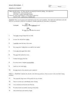 Adverb Worksheet &ndash; 1