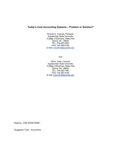 Today`s Cost Accounting Systems &ndash; Problem or