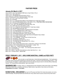 PANTHER PRESS January 26- March 4, 2017