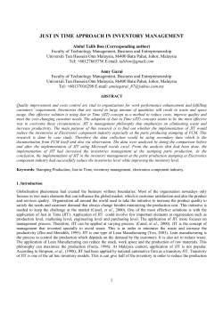 JUST IN TIME APPROACH IN INVENTORY MANAGEMENT