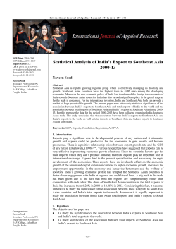 Statistical Analysis of India`s Export to Southeast Asia 2000-13