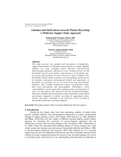 Attitudes and Motivations towards Plastics Recycling