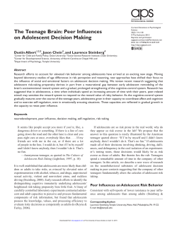 Peer Influences on Adolescent Decision Making