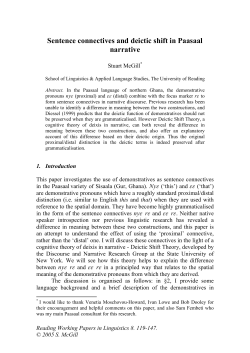 Sentence connectives and deictic shift in Paasaal narrative