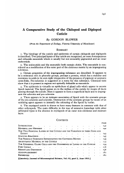 A Comparative Study of the Chilopod and Diplopod Cuticle By