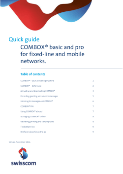 Quick guide COMBOX&reg; basic and pro for fixed