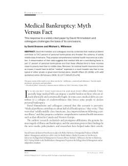 Medical Bankruptcy: Myth Versus Fact