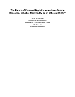The Future of Personal Digital Information &ndash; Scarce Resource