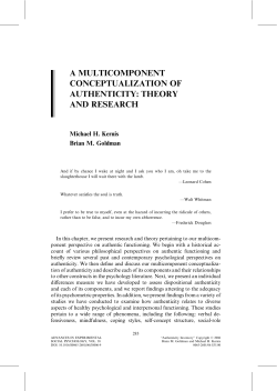 A Multicomponent Conceptualization of Authenticity: Theory and