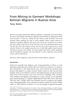 From Mining to Garment Workshops: Bolivian Migrants in Buenos