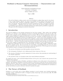 Feedback in Human-Computer Interaction @ Characteristics and