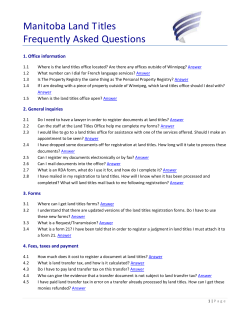 Manitoba Land Titles Frequently Asked Questions
