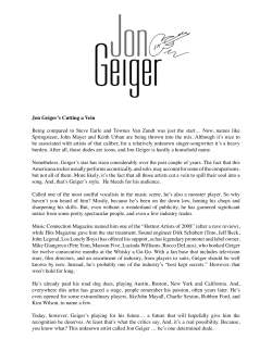 Jon Geiger`s Cutting a Vein Being compared to Steve Earle and