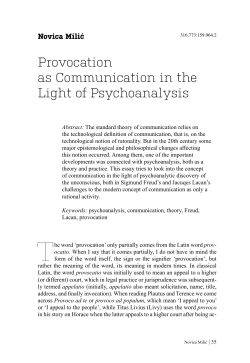 Provocation as Communication in the Light of Psychoanalysis