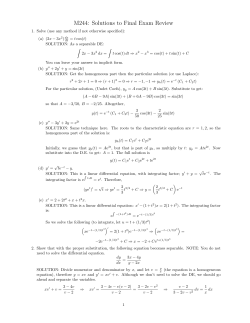 M244: Solutions to Final Exam Review