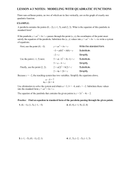 LESSON 4-3 NOTES: MODELING WITH QUADRATIC FUNCTIONS