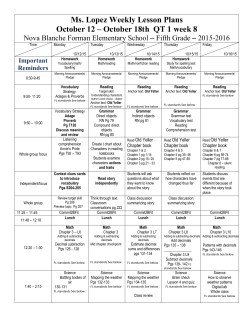 Ms. Lopez Weekly Lesson Plans October 12 &ndash; October 18th QT 1