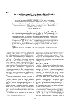 Carotenoid Content and In Vitro Bioaccessibility of Lutein in Some