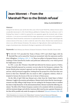 Jean Monnet &ndash; From the Marshall Plan to the British refusal*