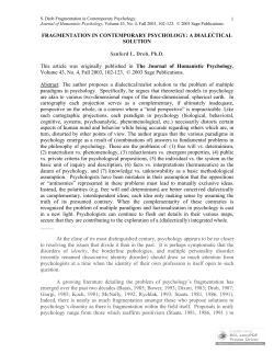 Fragmentation in Contemporary Psychology