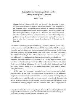 Ludvig Lorenz, Electromagnetism, and the Theory of Telephone