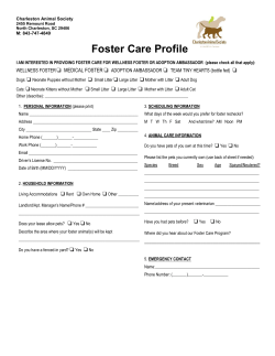 Foster Care Profile - Charleston Animal Society