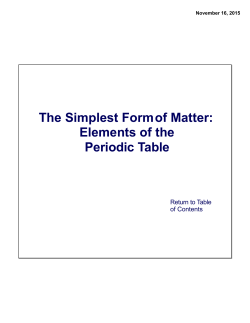 The Simplest Form of Matter: Elements of the Periodic Table