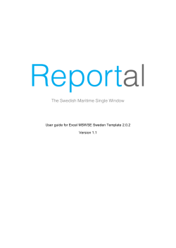 User guide for Excel MSWSE Sweden Template 2.0.2 Version 1.1