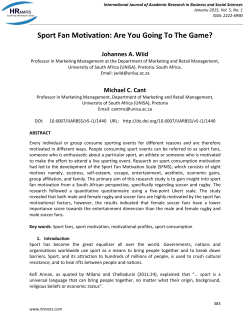 Sport Fan Motivation: Are You Going To The Game?