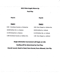 Single elimination tournament will begin at 2:30. Seeding will be