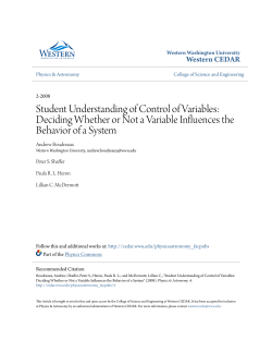 Student Understanding of Control of Variables