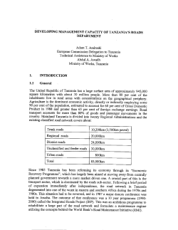 DEVELOPING MANAGEMENT CAPACITY OF TANZANIA`S ROADS